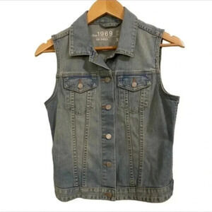 Gap 1969 Denim Blue Button Front Jean Vest